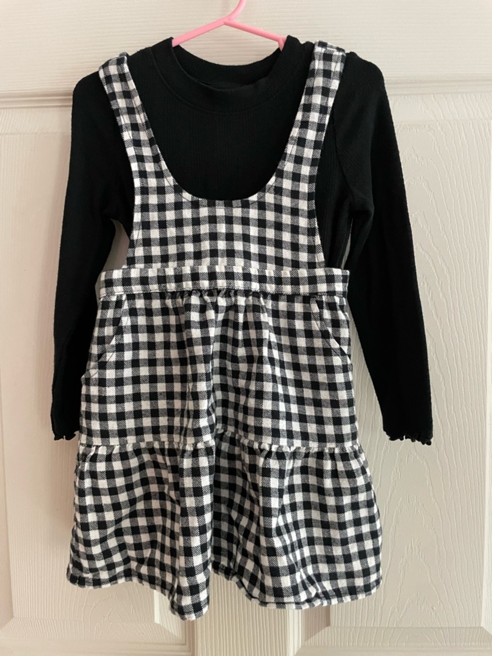 Long-Sleeve Top with Gingham Dress